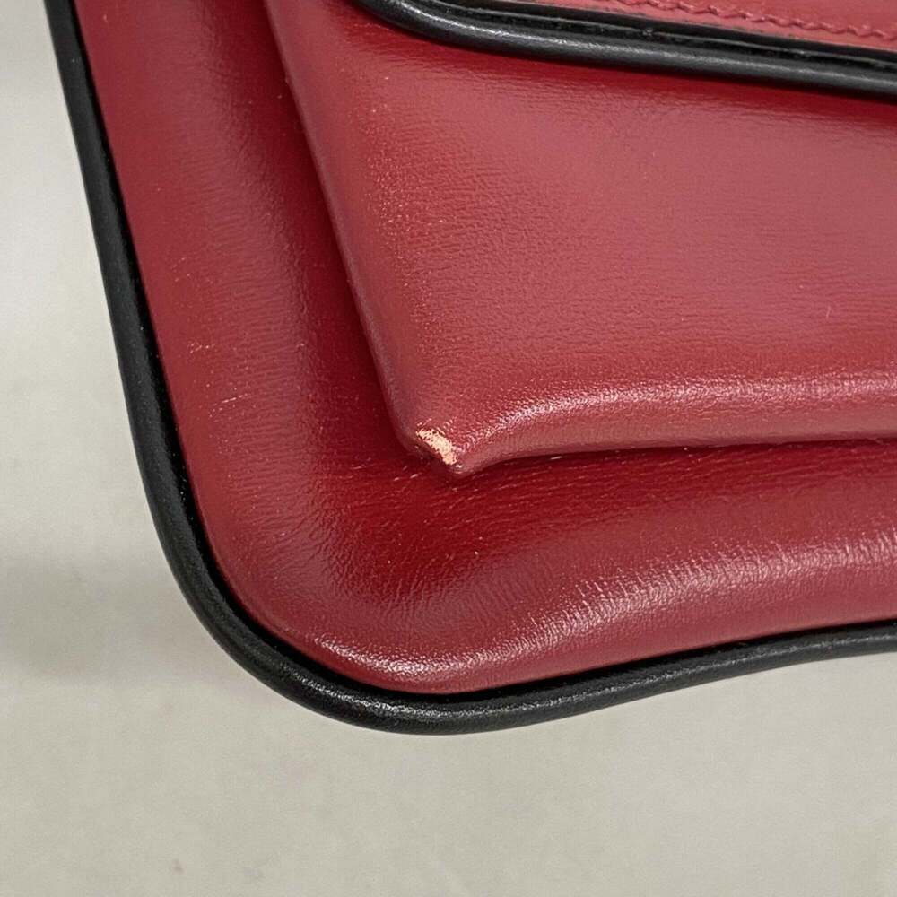 GUCCI Red Leather GG Marmont Shoulder Bag - Picture 6 of 12